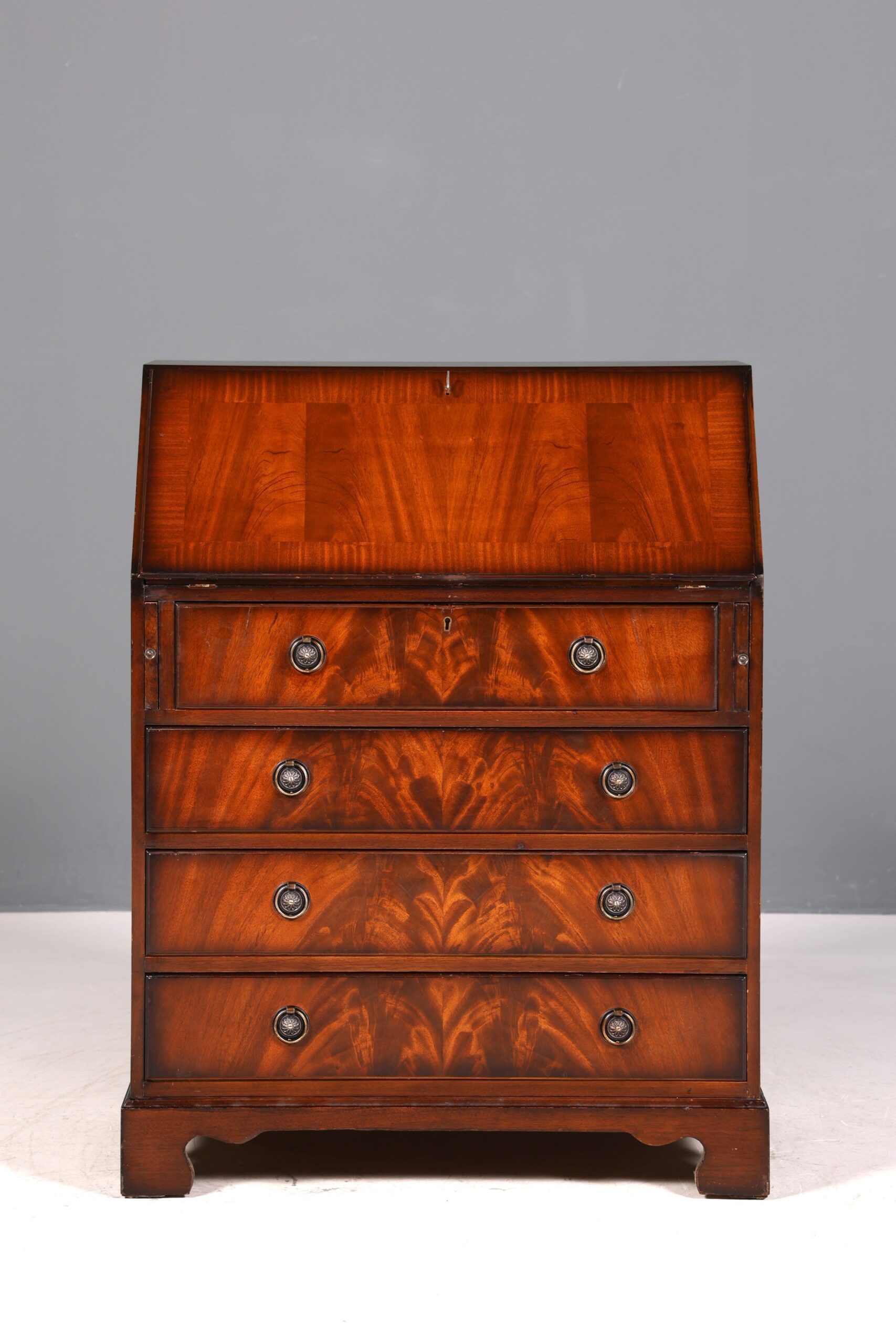 er Englischer Sekretär echt Lederauflage Schreibkommode Mahagoni Schreibtisch Kommode - Image 5